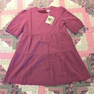 Frank and Oak Gingham Flowy Dress in Mulberry